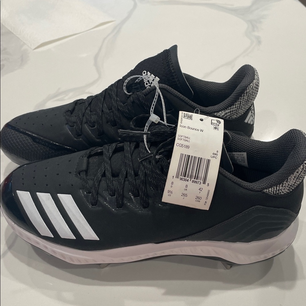 Adidas Icon Bounce Low Metal Softball Cleats Black Size 9.5 NWT